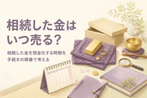 相続した金を現金化する時期の考え方を表したアイキャッチ