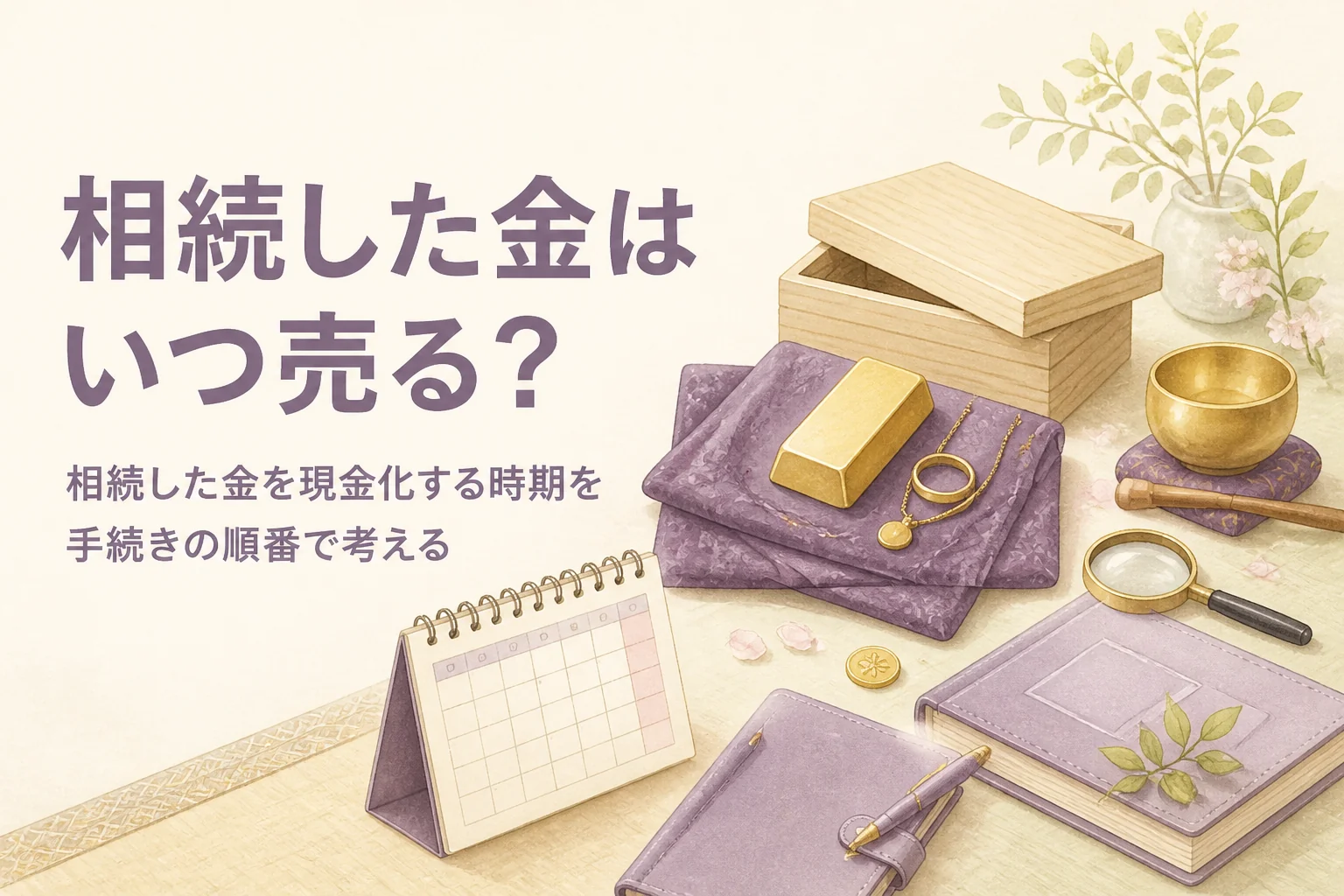 相続した金を現金化する時期の考え方を表したアイキャッチ