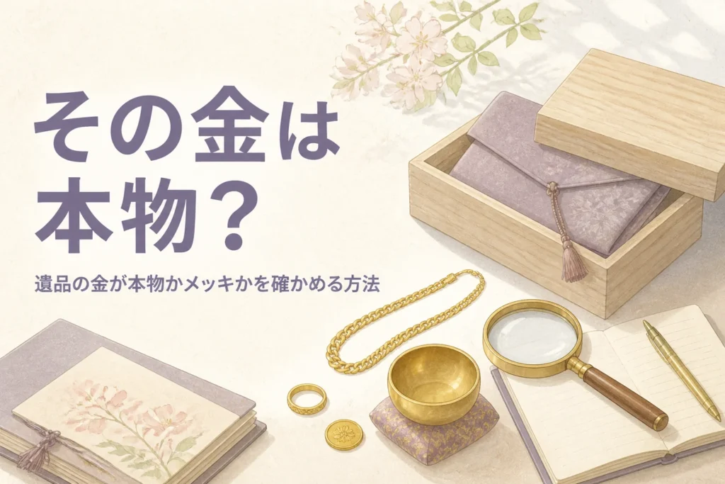 遺品の金が本物かどうかを確かめる方法のイメージ