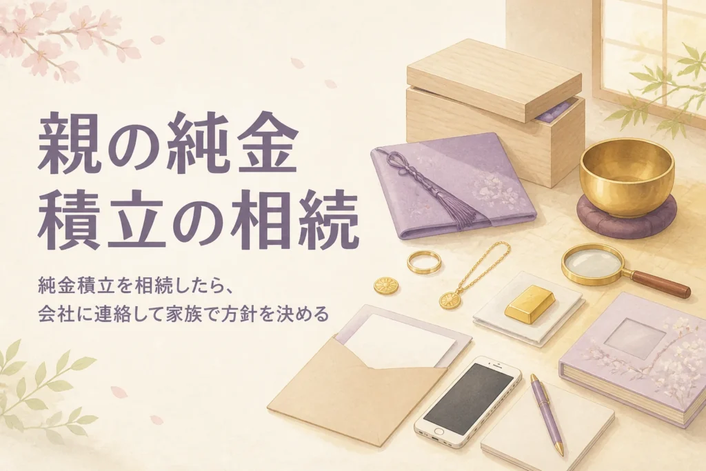 親の純金積立の相続手続きを確かめるイメージ