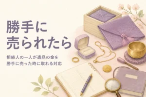 相続人の一人が遺品の金を勝手に売った時の対応を表したアイキャッチ