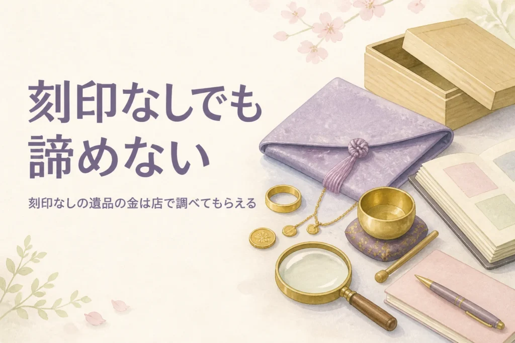 刻印なしの遺品の金の確かめ方のイメージ