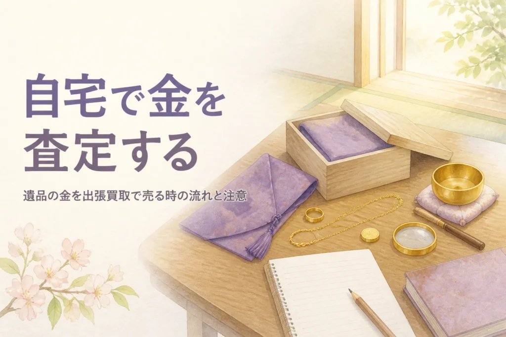 遺品の金を出張買取で自宅査定してもらうイメージ