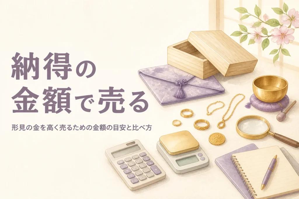 形見の金を高く売るための金額の目安を計算するイメージ